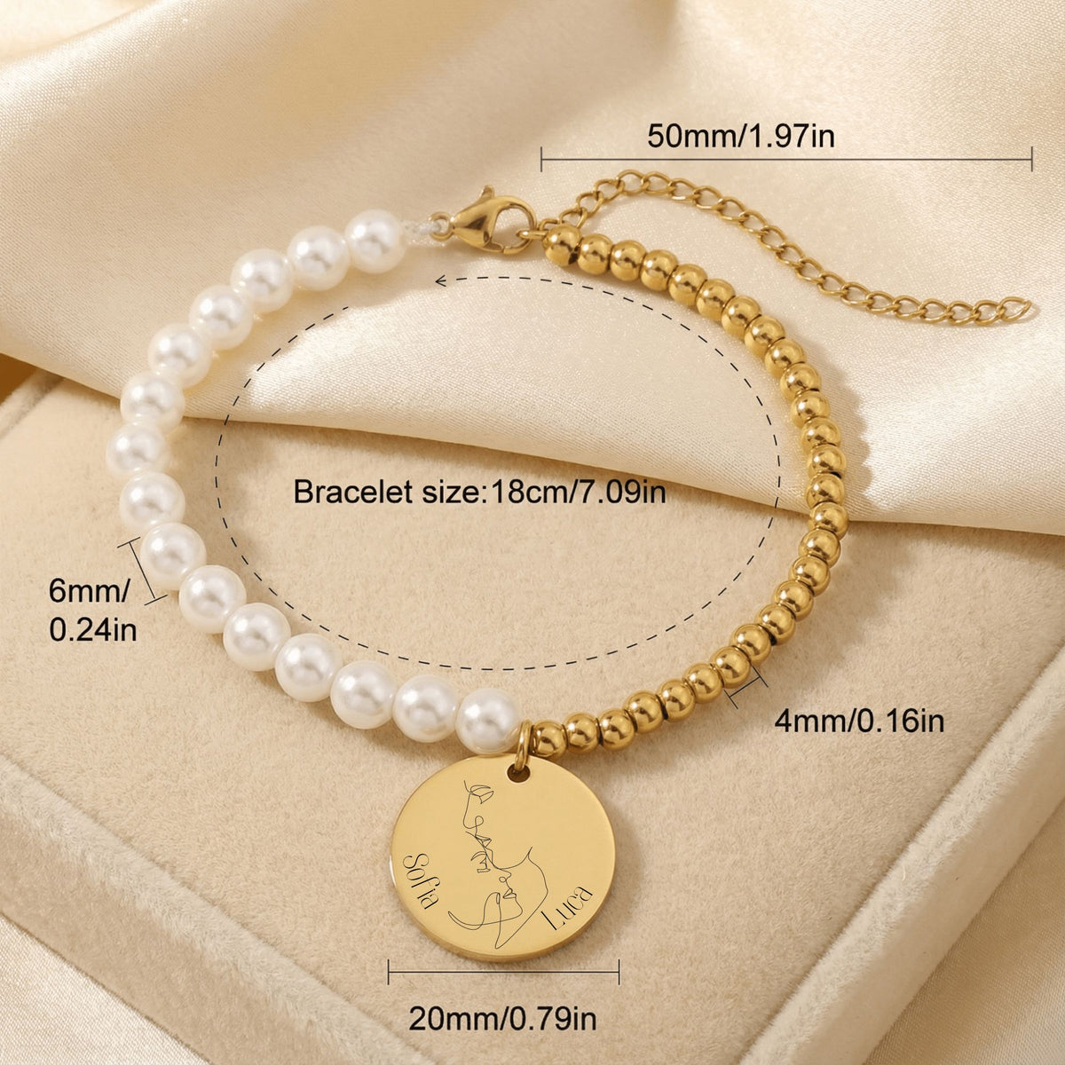 Premium Parelarmband met Gouden Coin – Voor Geliefden