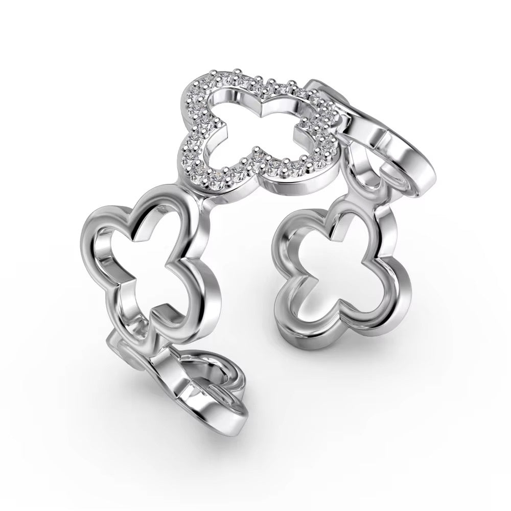 Clover Zirconia Ring | 925 Sterling Silver