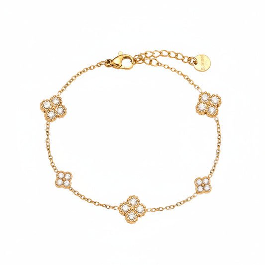 Zirkonia Klaver Armband | Goud of Zilver