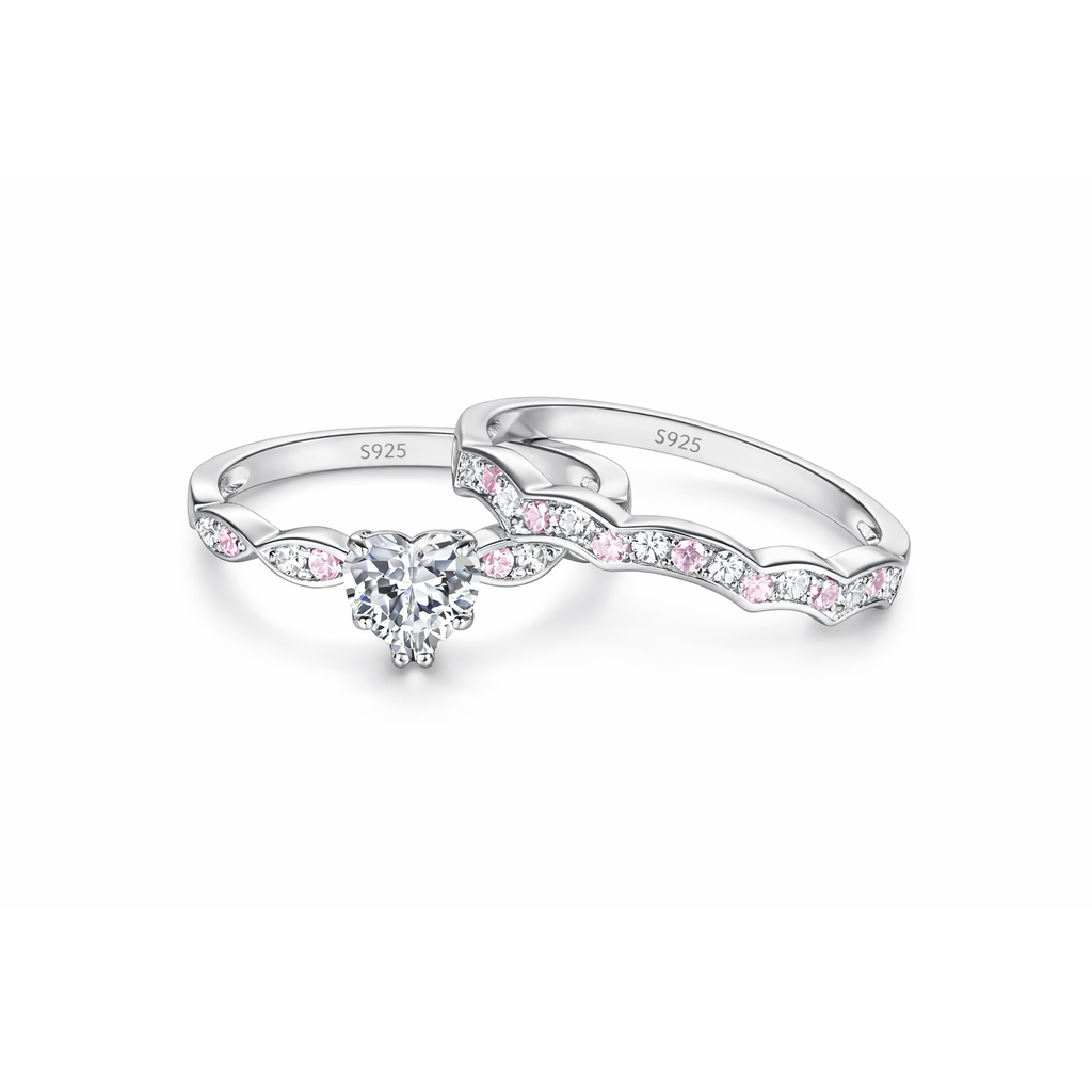 Heart Zirconia Ring Set | 925 Sterling Silver