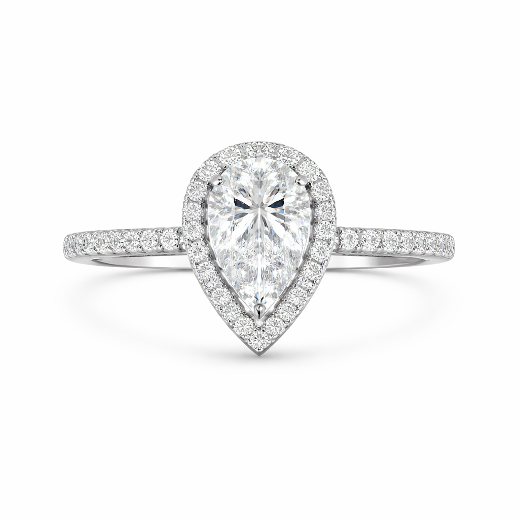Pear Halo Ring | 925 Sterling Silver