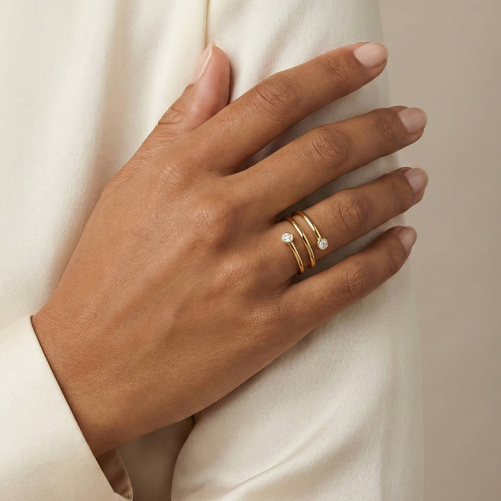 Diamond Spiral Ring | Gold or Silver