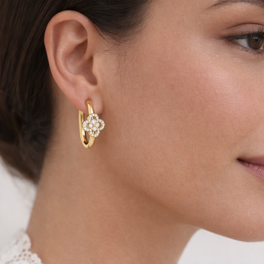 Clover Zirconia Hoops