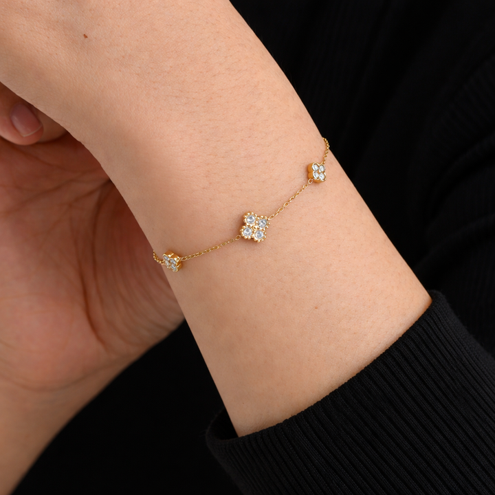Zirconia Clover Bracelet | Gold or Silver