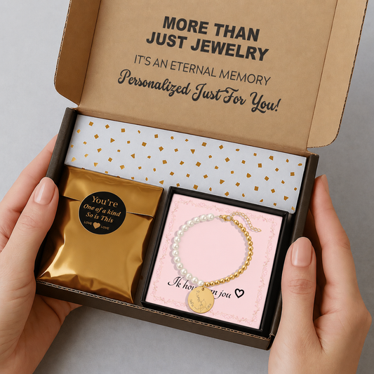 Premium Parelarmband met Gouden Coin – Voor Geliefden