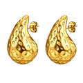 Gold Textured Teardrop Earrings