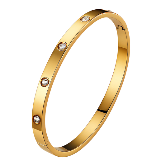 Goudkleurige Zirkonia Bangle Armband