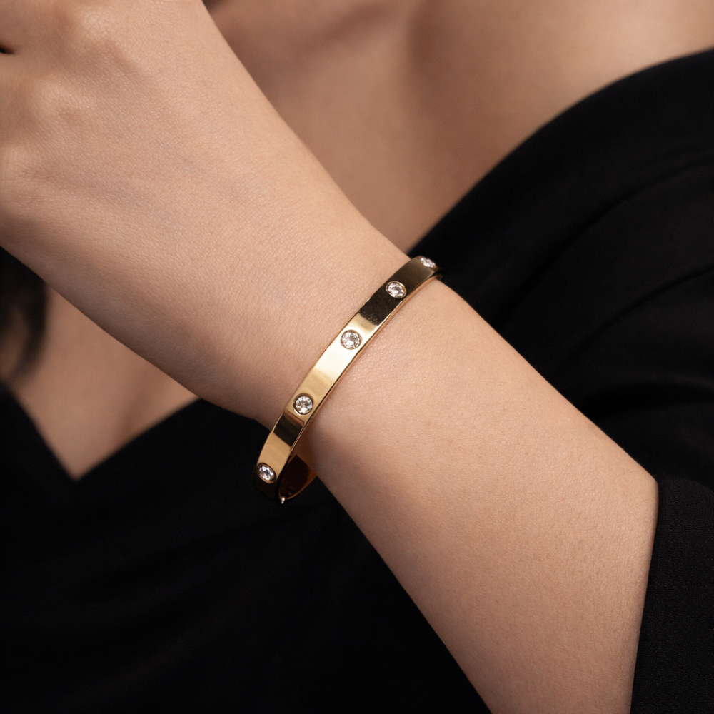Gold Diamond Bangle Bracelet