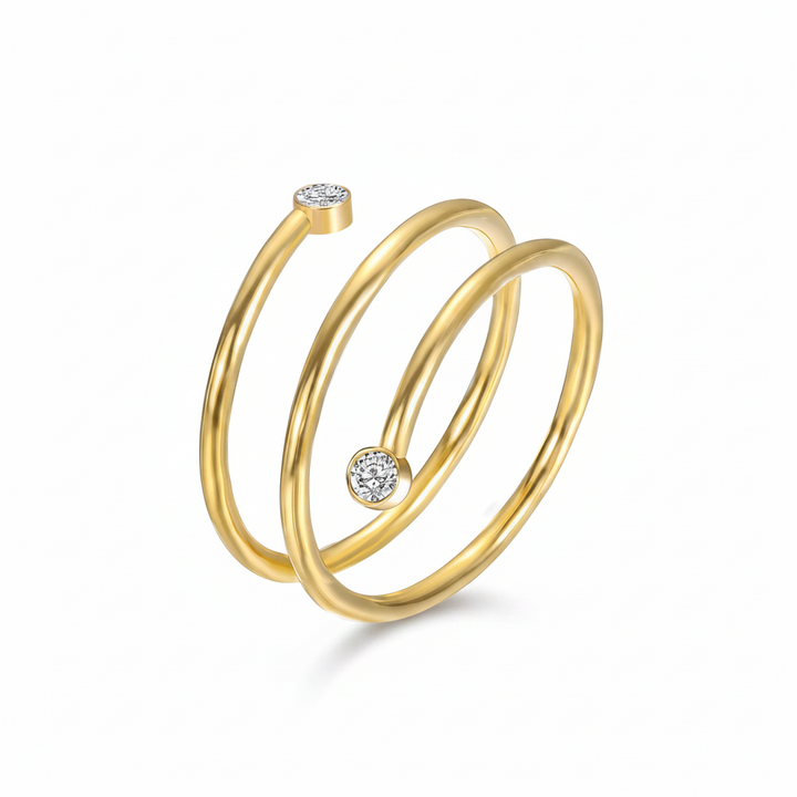 Diamond Spiral Ring | Gold or Silver