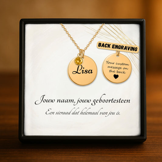 Coin Necklace with Birthstone