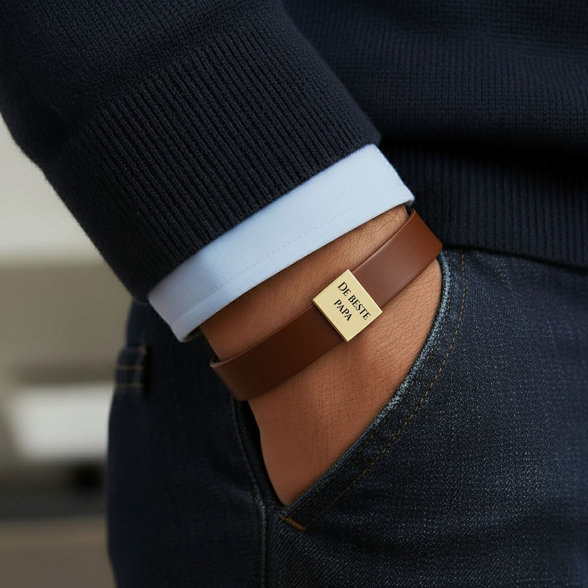 Premium Leren Papa Armband