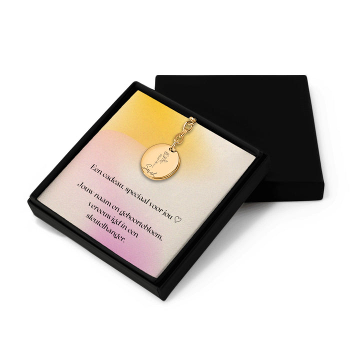 Sleutelhanger met geboortebloem & naam
