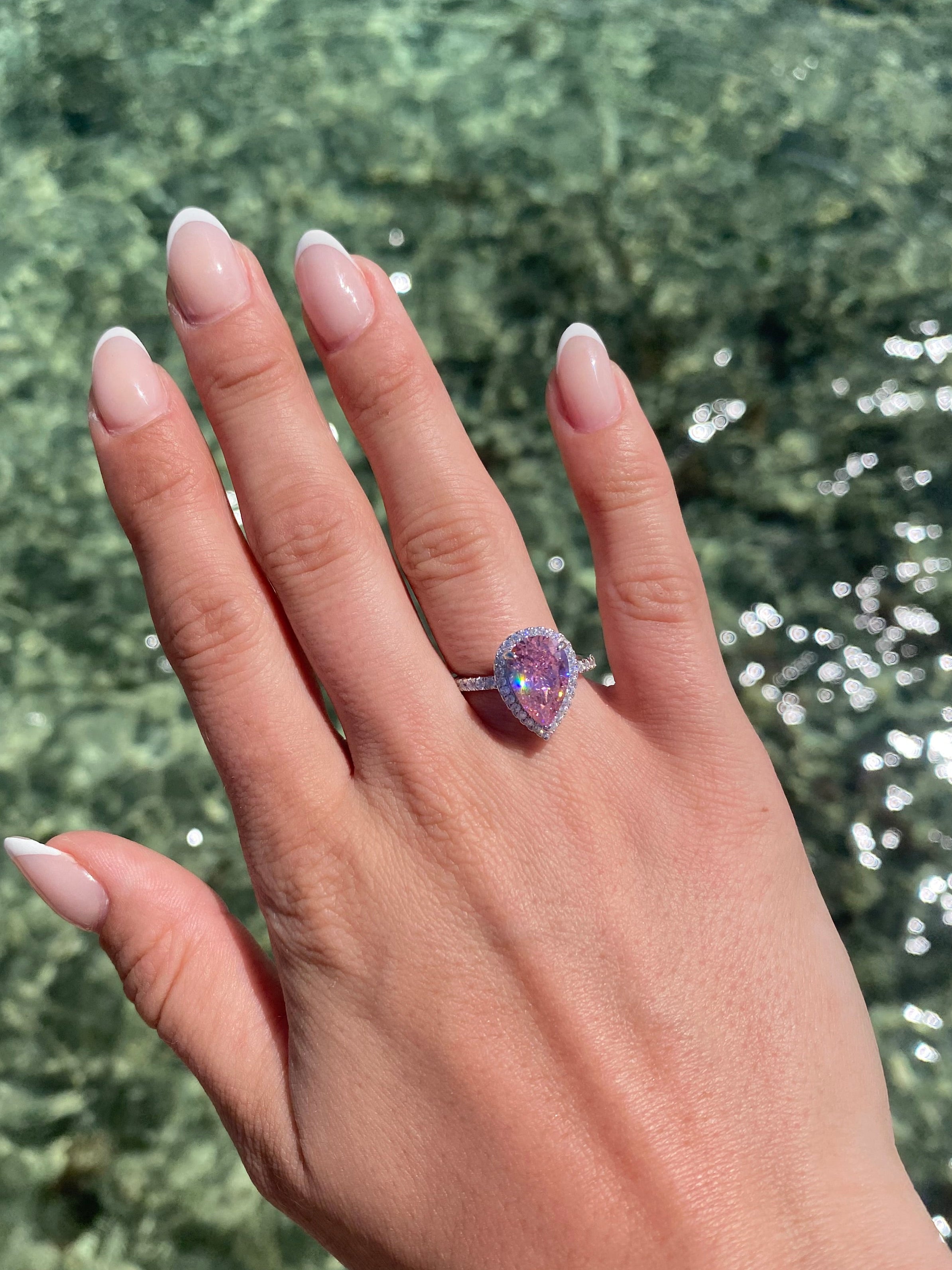 Pink Pear Ring | 925 Sterling Silver