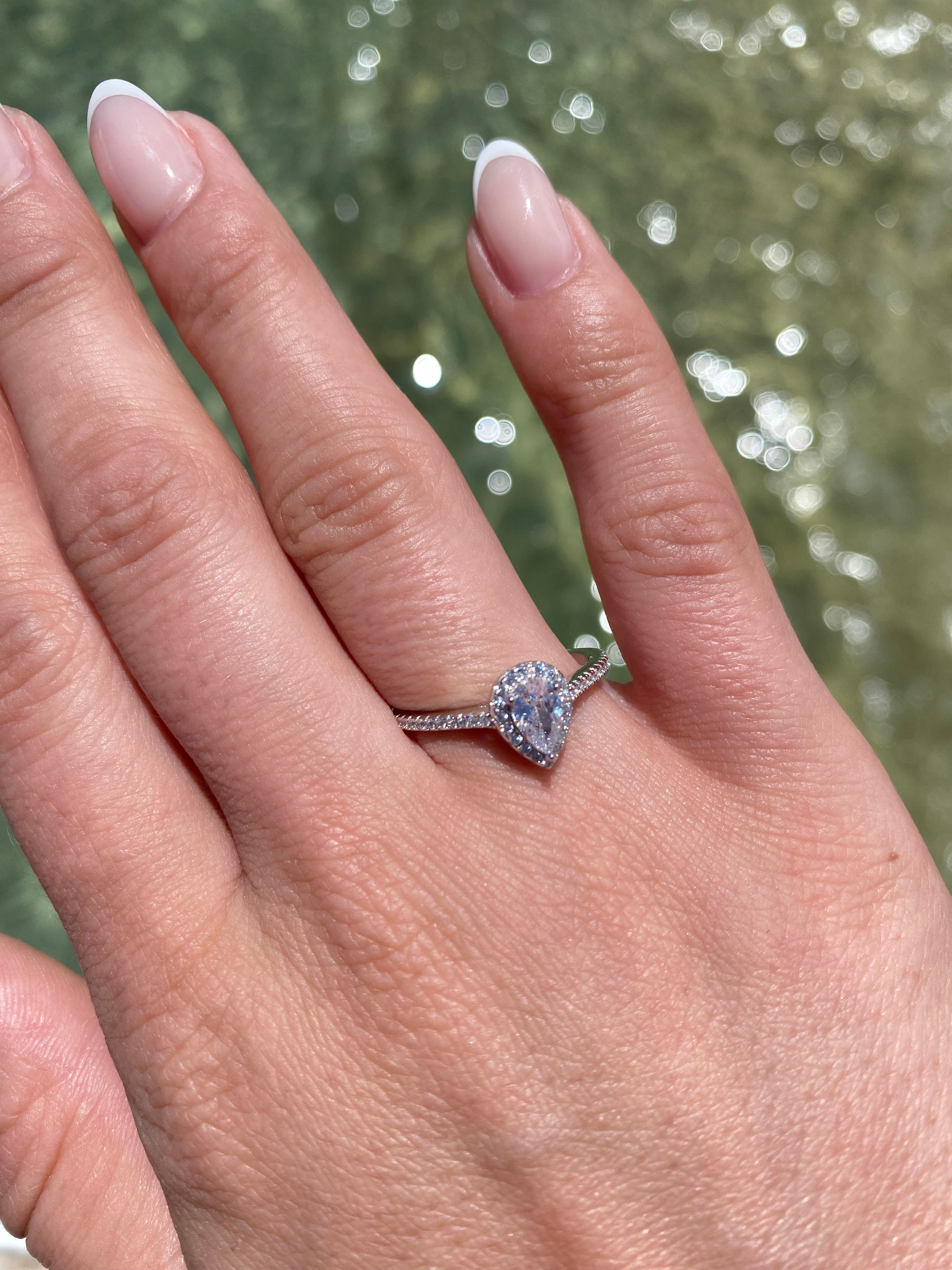 Pear Halo Ring | 925 Sterling Silver